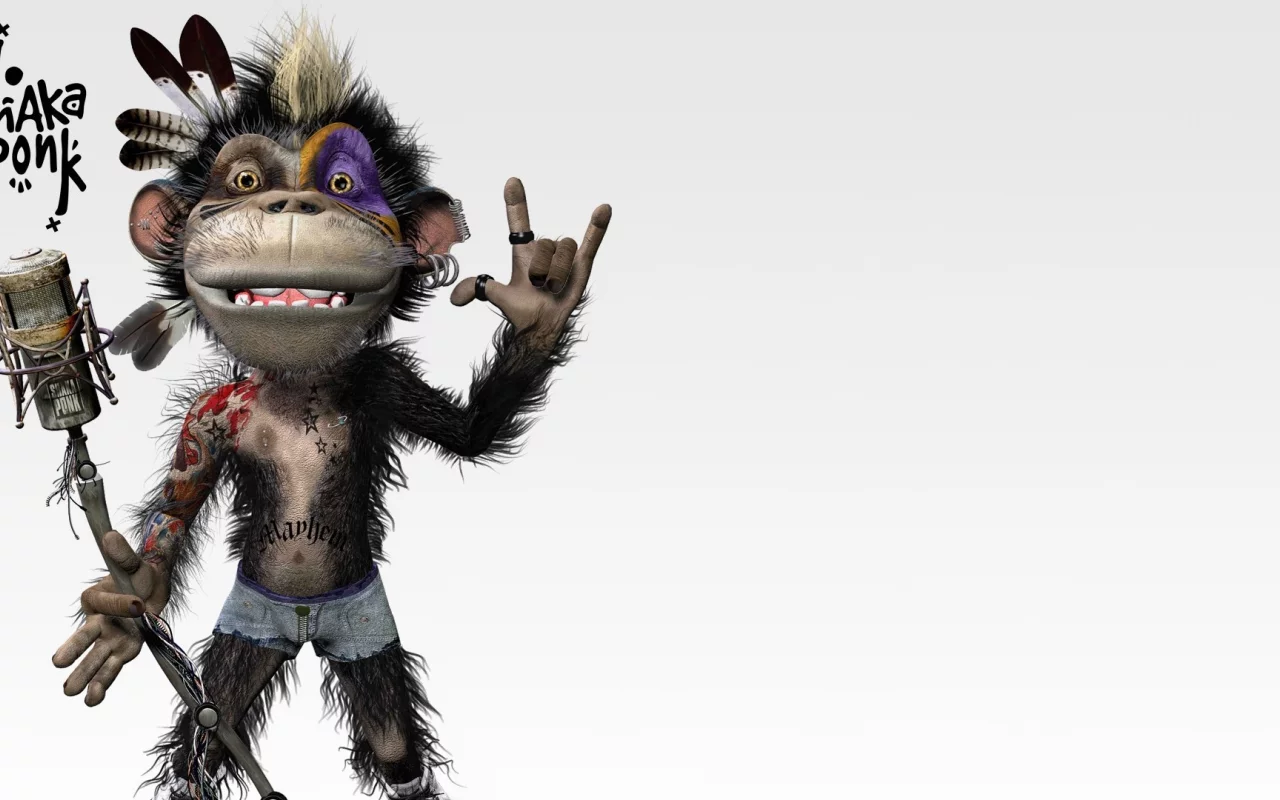 funny, makeup, music, monkey, Shaka ponk, microphone, goz, indian feather