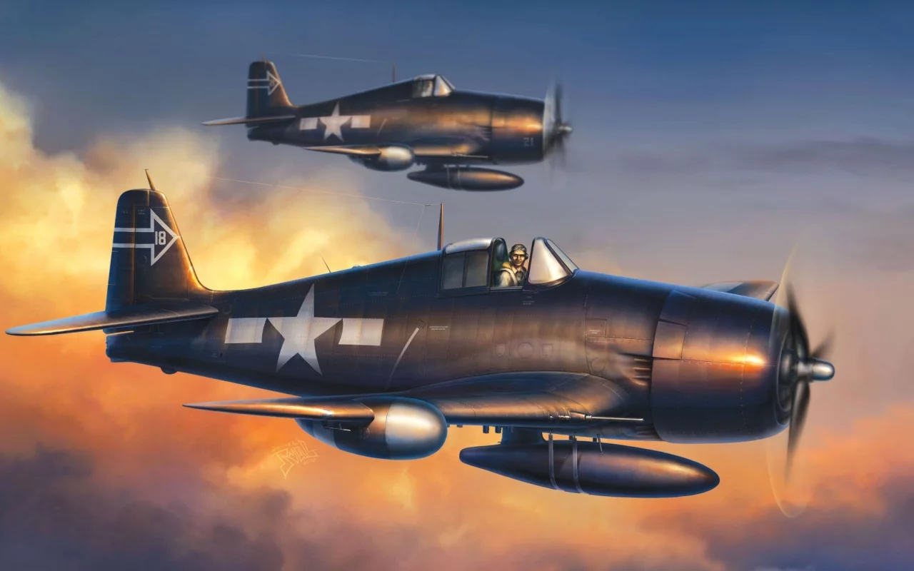 палубный истребитель, Рисунок, grumman, f6f-5n hellcat, хеллкэт