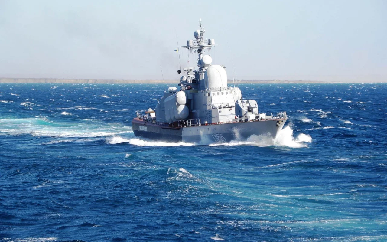 красивый, ракетный, море, синее, Флот, катер, корабль