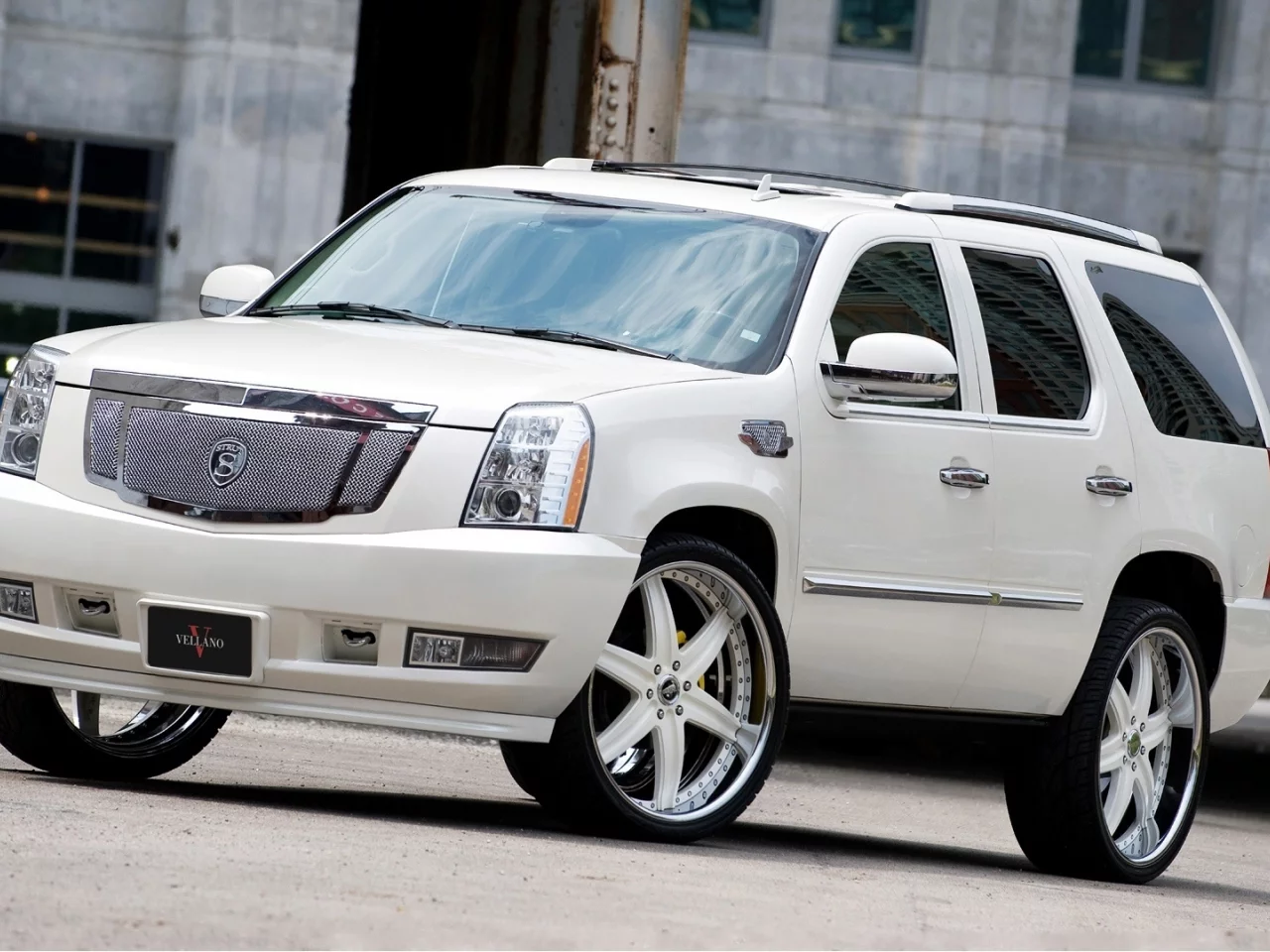 white, белый, тюнинг, эскалад, escalade, Cadillac, wheels, кадиллак