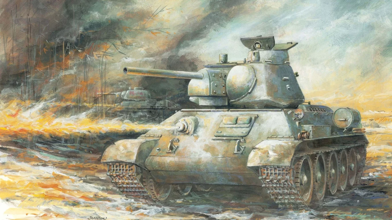 рисунок, мазками, средий, Арт, танк, советский