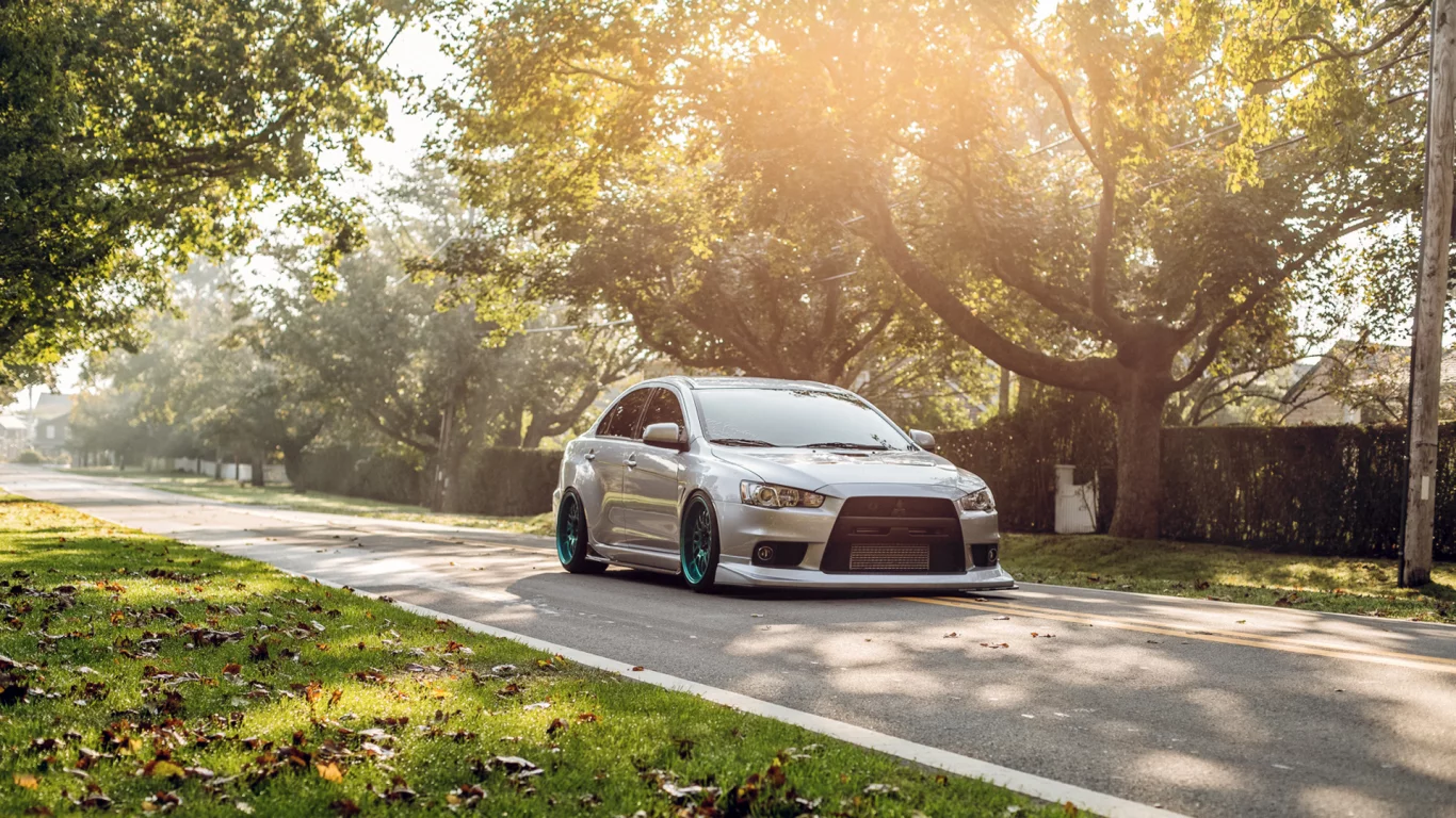 тюнинг, лансер, мицубиси, деревья, дорога, Mitsubishi lancer evo x