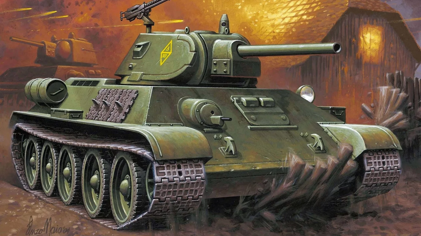 советский, рисунок, тридцатьчетверка, т-34-76, Арт