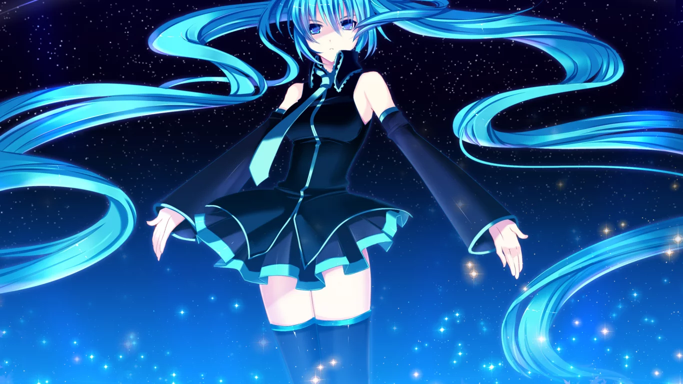 небо, yuuki kira, vocaloid, девушка, звезды, галстук, Арт