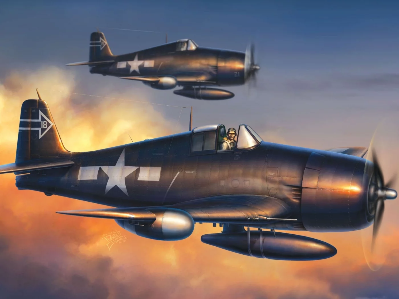 палубный истребитель, Рисунок, grumman, f6f-5n hellcat, хеллкэт