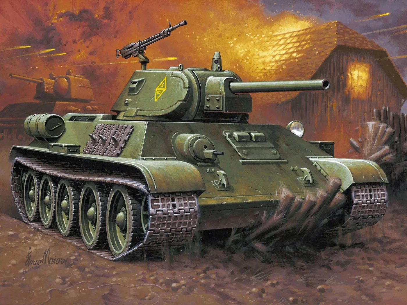 советский, рисунок, тридцатьчетверка, т-34-76, Арт