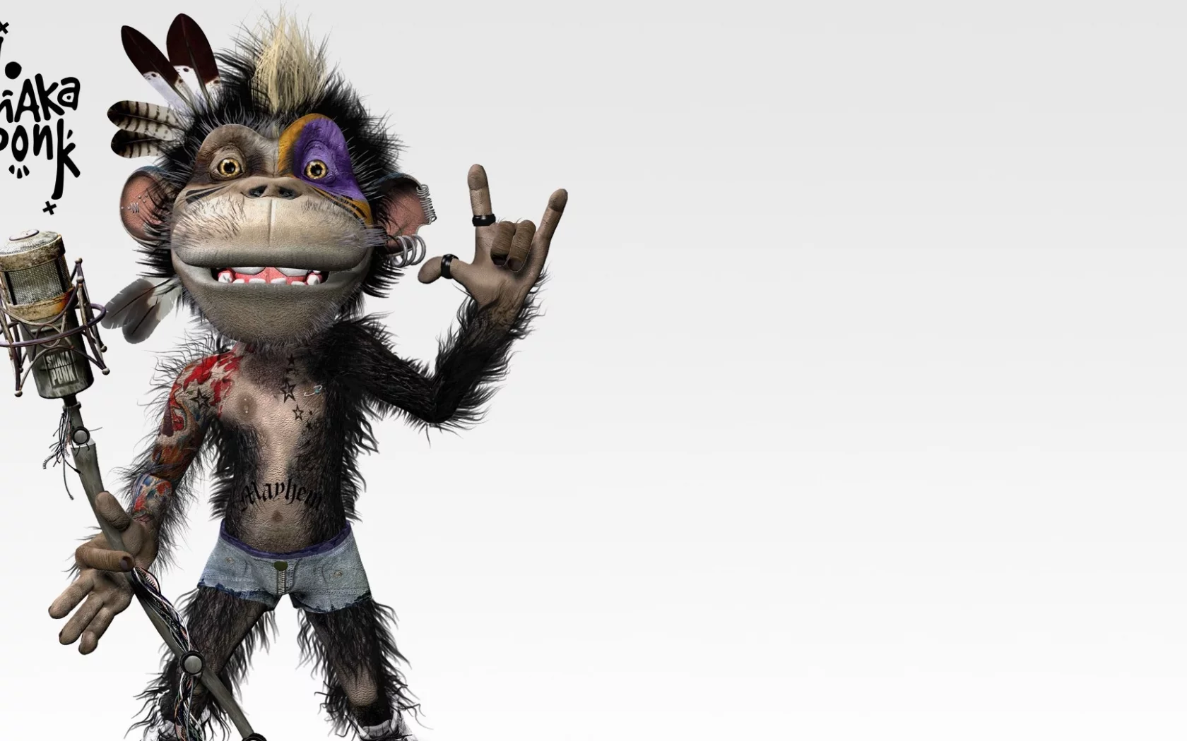 funny, makeup, music, monkey, Shaka ponk, microphone, goz, indian feather