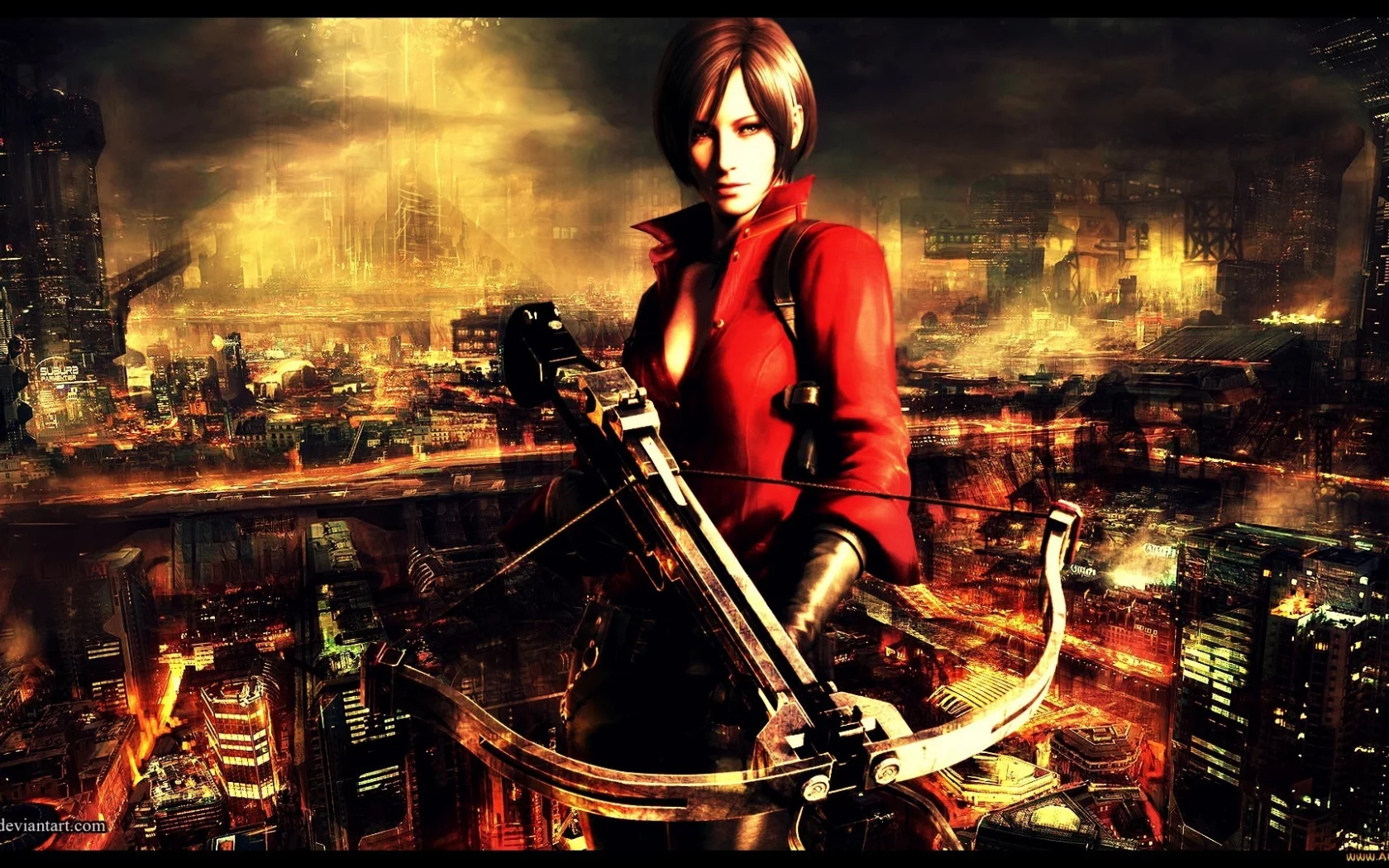 город, арбалет, Resident evil, ада вонг