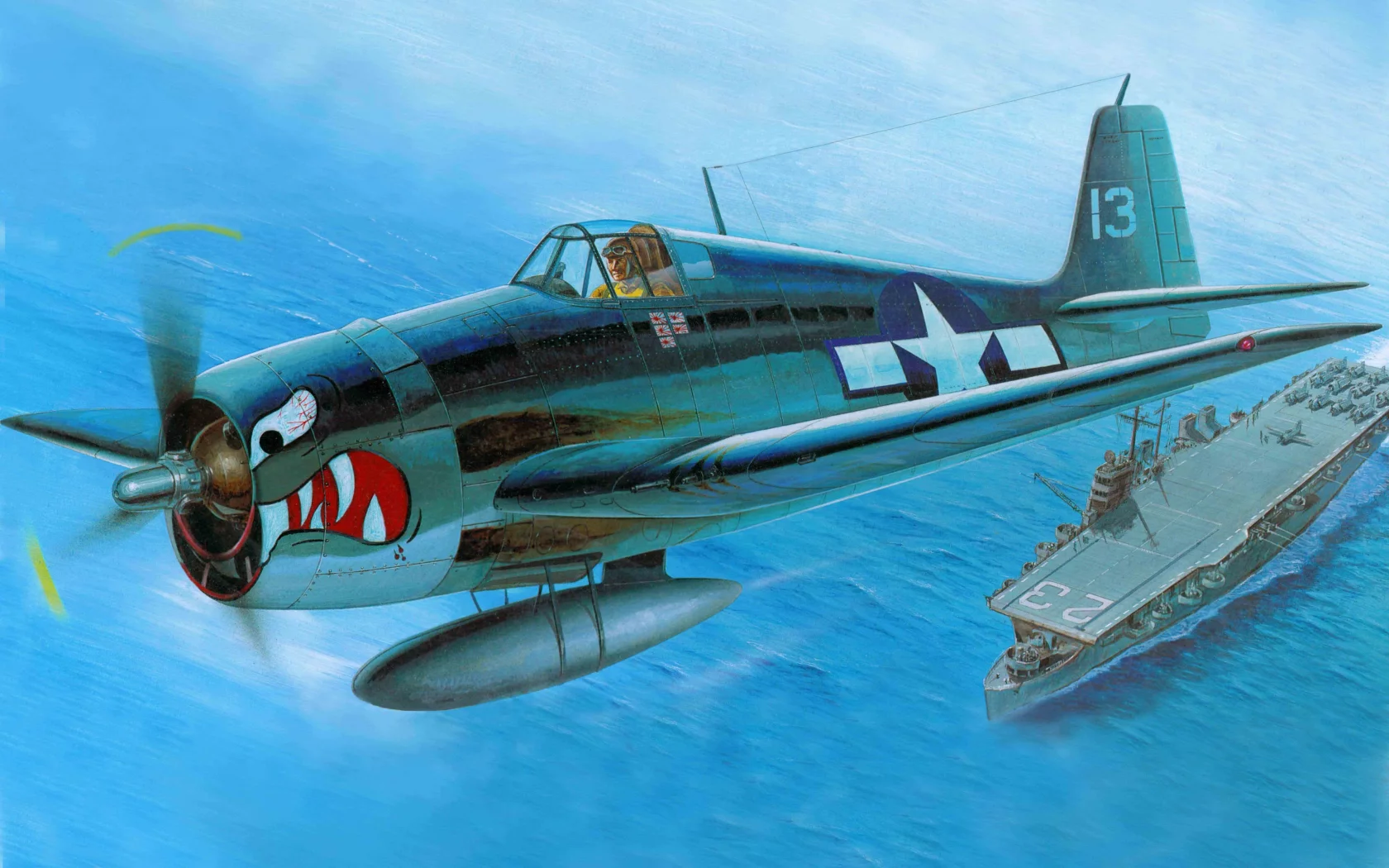 грумман, хеллкэт, Арт, самолет, f6f-3 hellcat, grumman, f6f-3