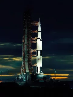 ночь, Ракета, облака, космодром