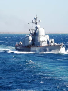 красивый, ракетный, море, синее, Флот, катер, корабль