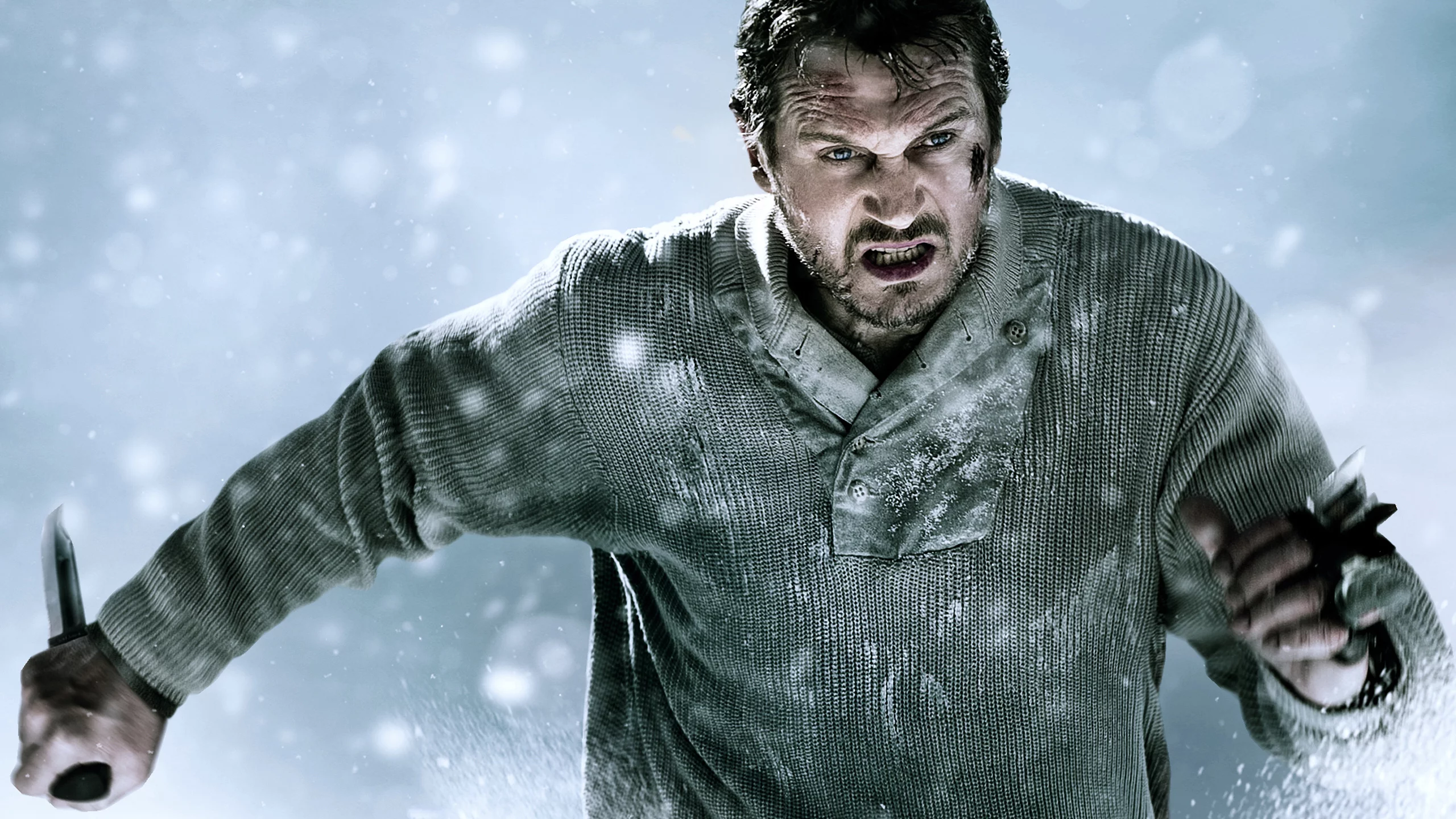 нож, схватка, neeson, нисон, лиам, the, Фильм, grey, liam, снег