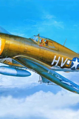 republic, thunderbolt, Арт, ввс, самолет, p-47, сша, истребитель