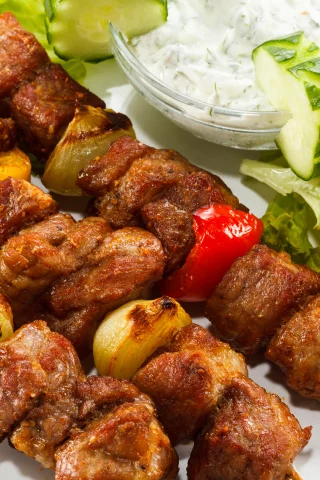 шпажки, салат, овощи, соус, помидоры, Шашлык, огурец