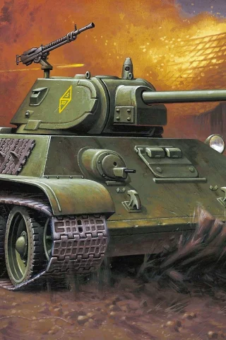 советский, рисунок, тридцатьчетверка, т-34-76, Арт