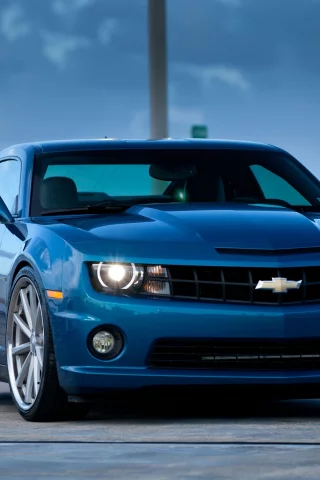 camaro ss, шевроле, Chevrolet, blue, камаро сс, передок, синий