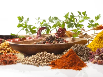 красный перец, чёрный перец, Плошка, карри, специи