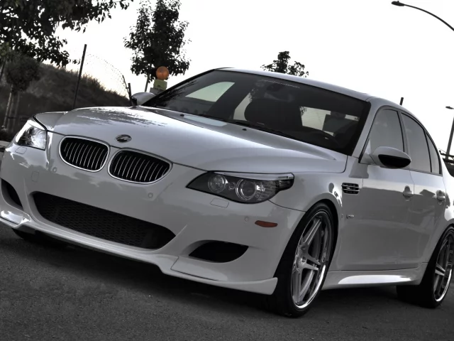 дорога, m5, evwning, white, седан, бмв, вид спереди, белый, Bmw, e60