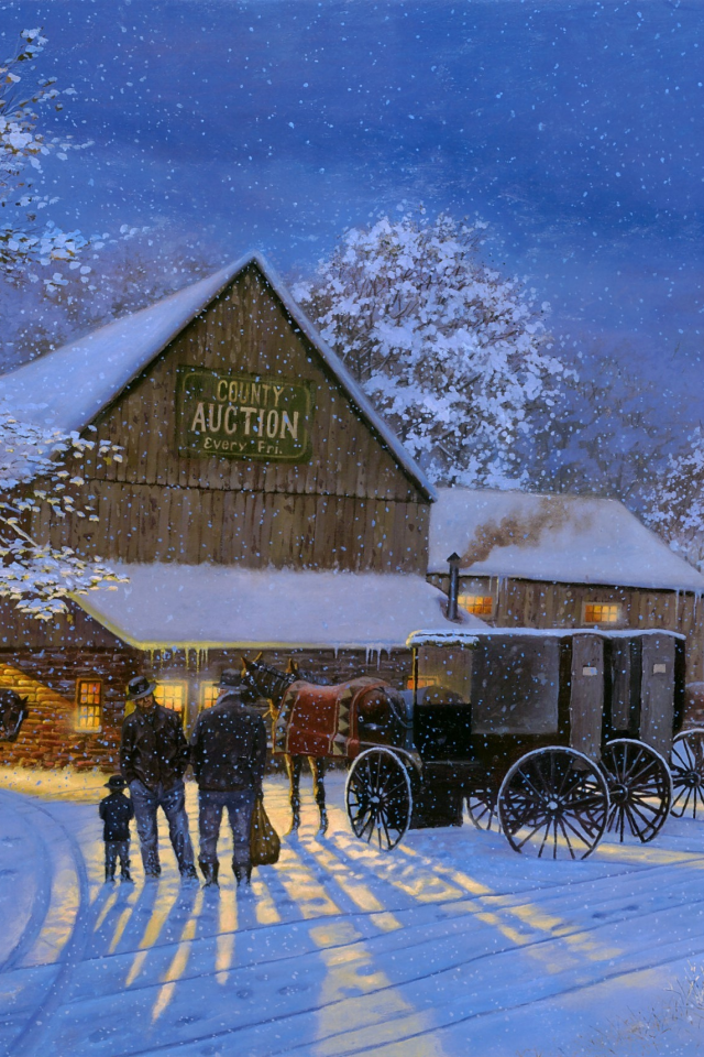кони, Dave barnhouse, county auction, живопись, the gathering place, повозки