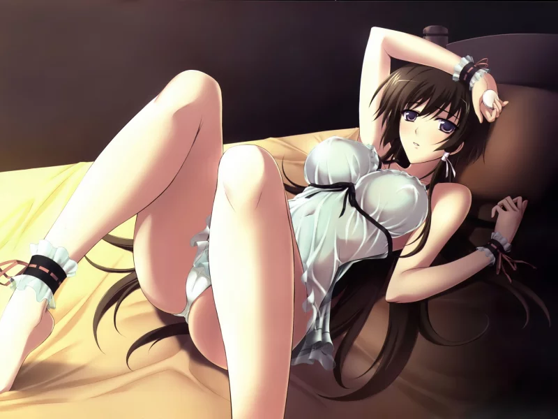 лежа, takamura yui, ecchi, Muv-luv, кровать, девушка