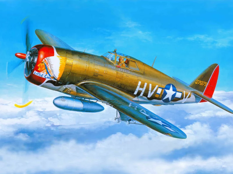 republic, thunderbolt, Арт, ввс, самолет, p-47, сша, истребитель