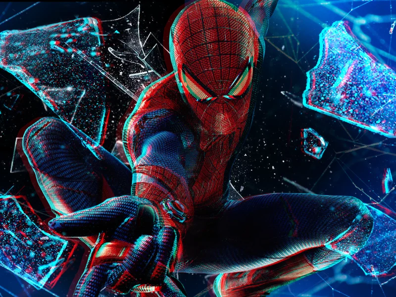 разбитое стекло, 1080p, в полёте, Spider man, 3d