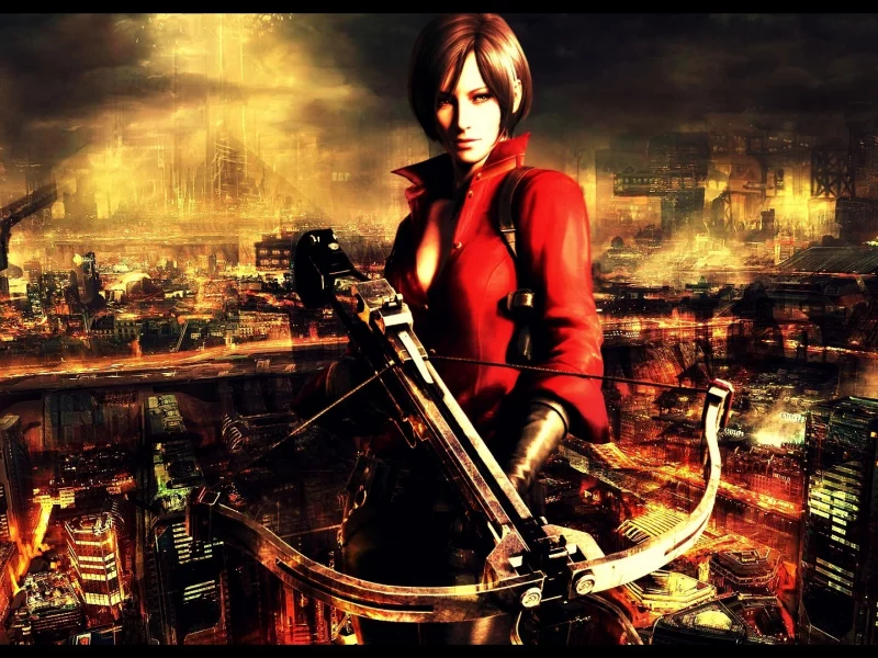 город, арбалет, Resident evil, ада вонг