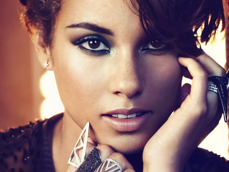 макияж, девушка, певица, Alicia keys, кольца, лицо