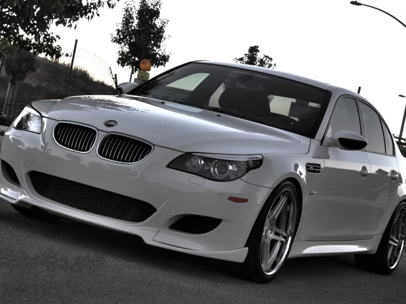 дорога, m5, evwning, white, седан, бмв, вид спереди, белый, Bmw, e60
