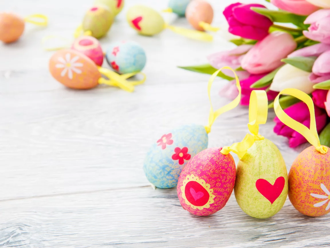 яйца, easter, Цветы, пасха, тюльпаны