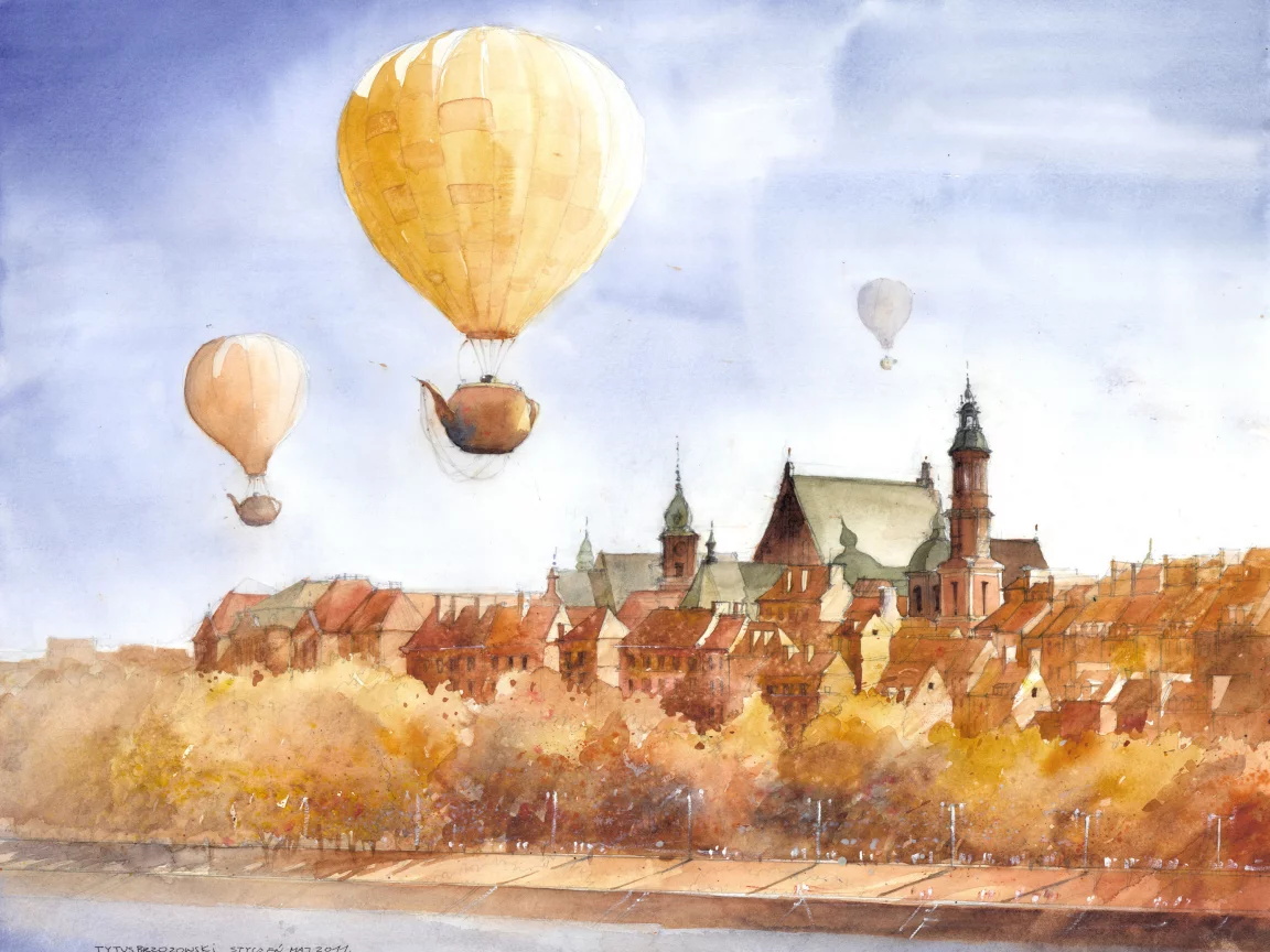 tytus brzozowski, Арт, рисунок, полёт, сюрреализм, чайники
