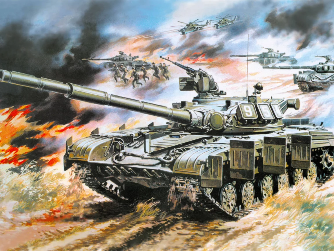 танки, солдаты, вертолёты, атака, т-64а, Арт, боевая