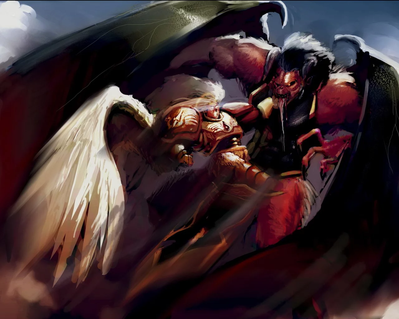 примарх, сангвиниус, bloodthirster, демон, Warhammer 40k, схватка
