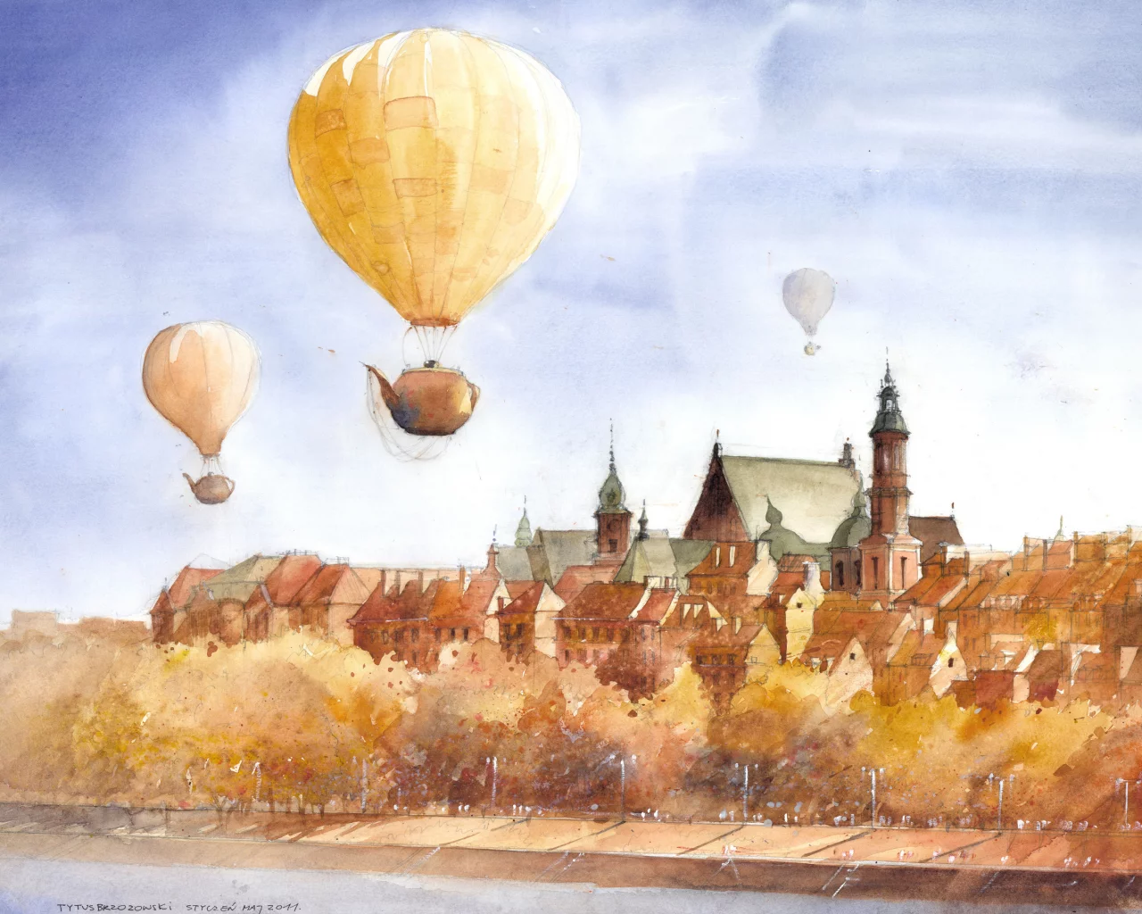 tytus brzozowski, Арт, рисунок, полёт, сюрреализм, чайники