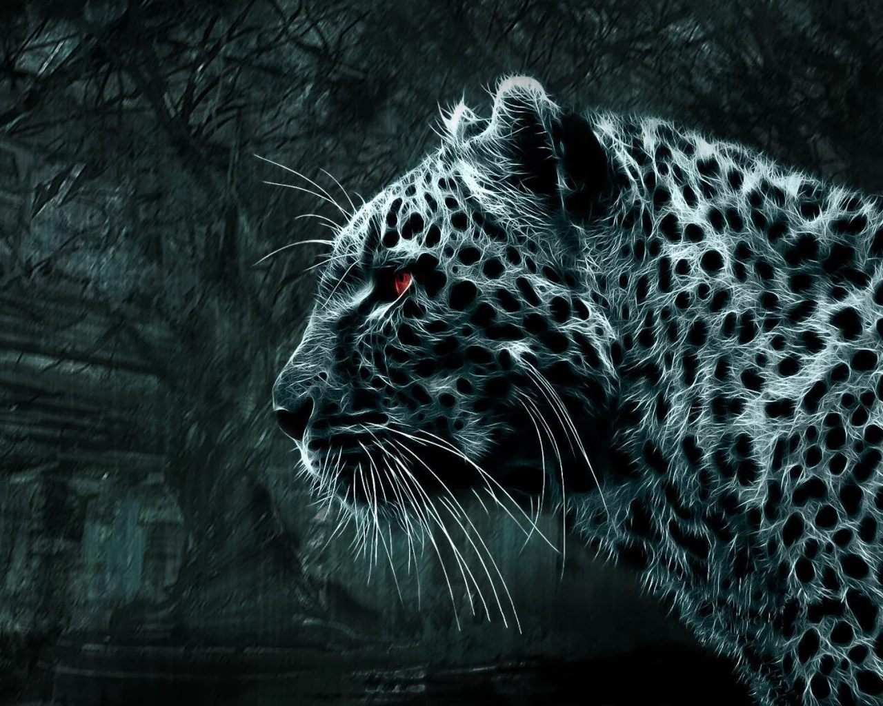 3d, леопард, дикая кошка, смотрит, Картинка