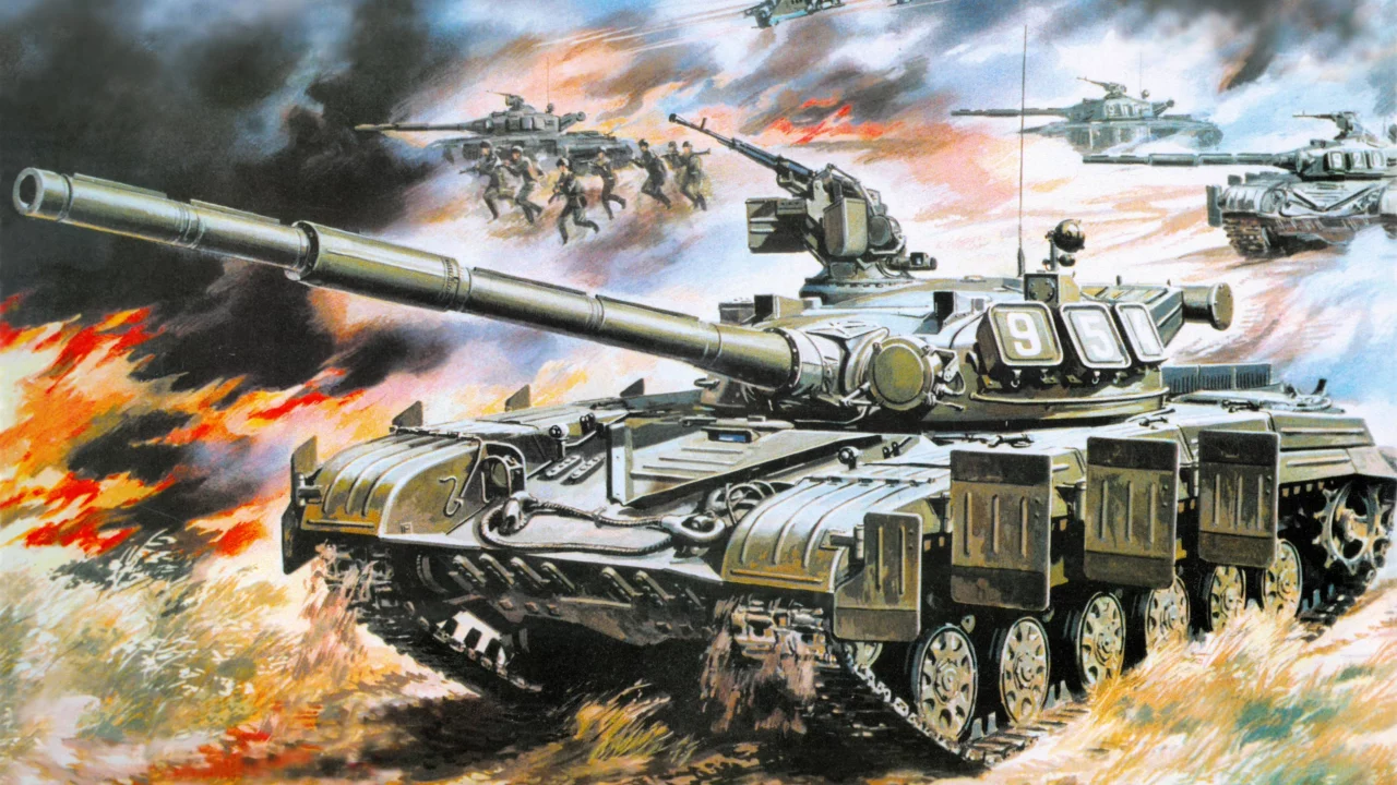 танки, солдаты, вертолёты, атака, т-64а, Арт, боевая