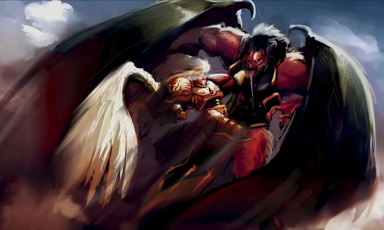 примарх, сангвиниус, bloodthirster, демон, Warhammer 40k, схватка