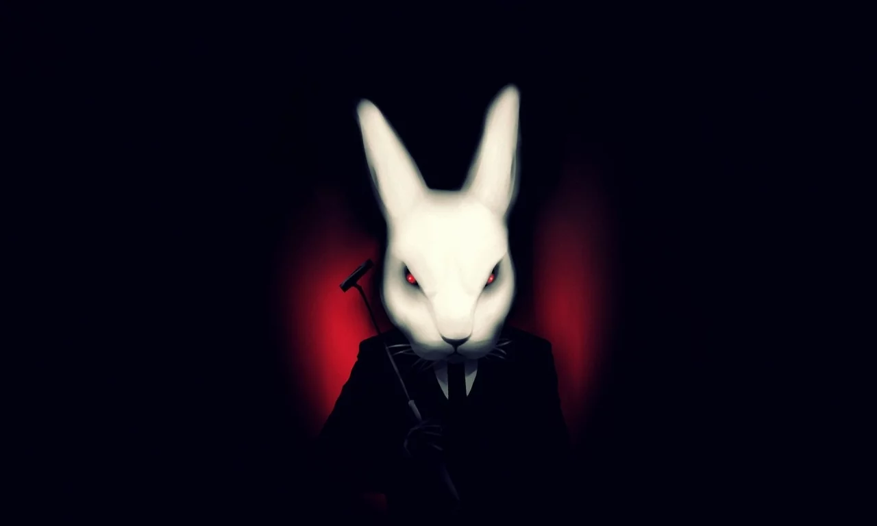 misfits, темный фон, Арт, костюм, белый, кролик