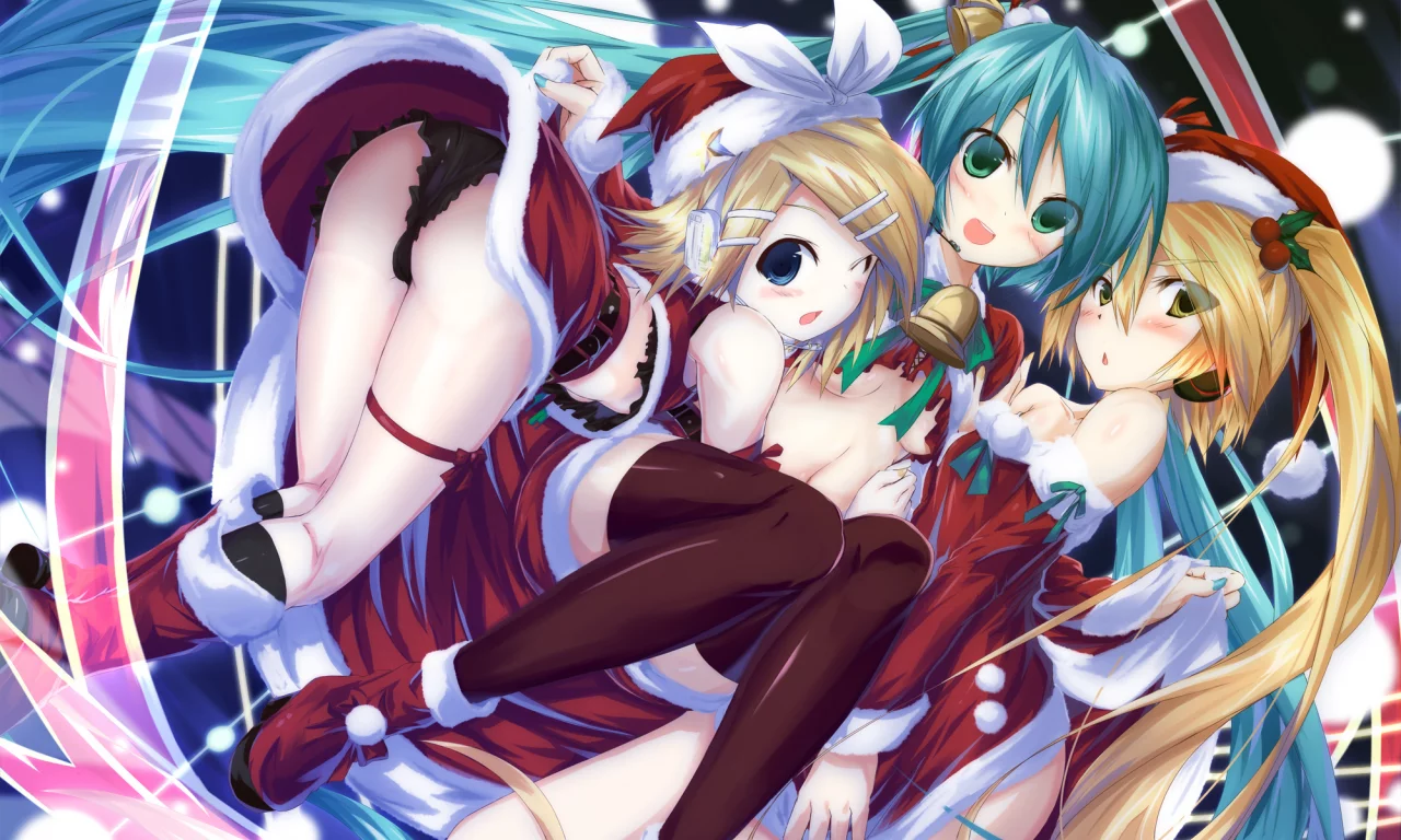 akita neru, Vocaloid, девочки, hatsune miku, костюмы, kagamine rin