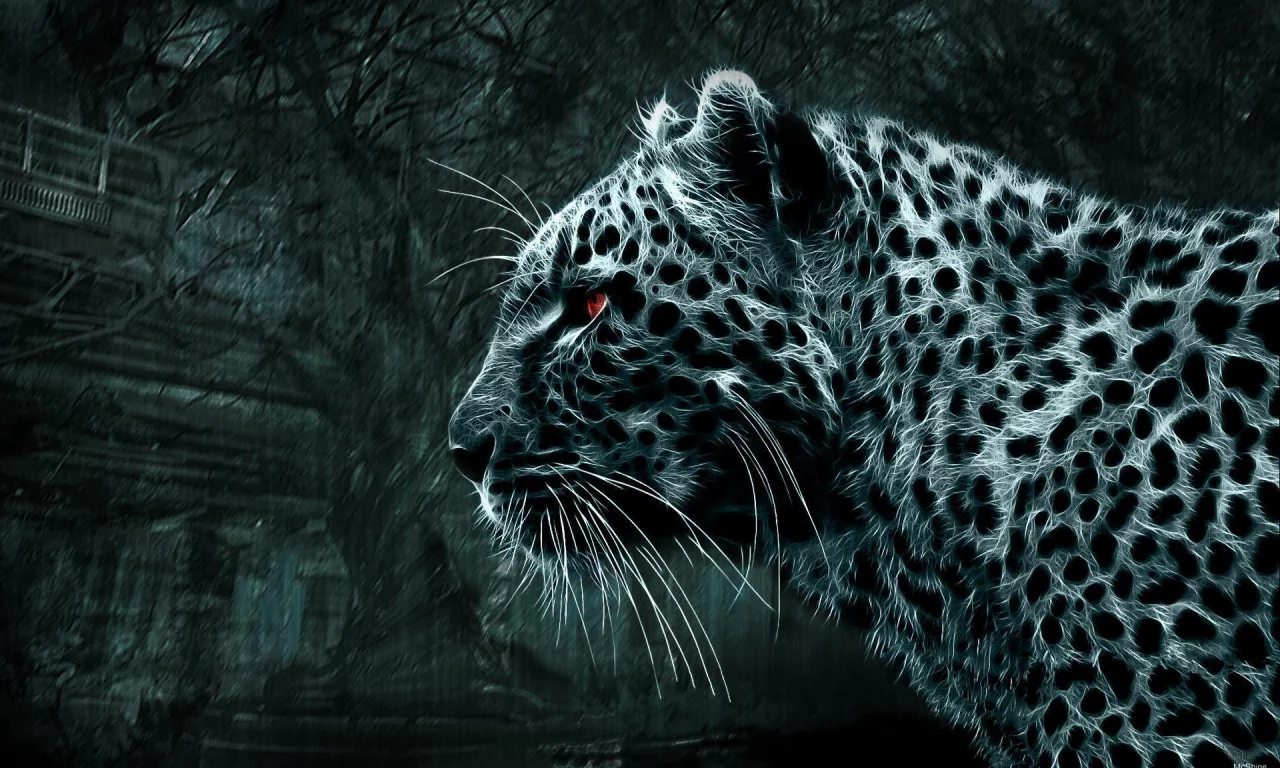 3d, леопард, дикая кошка, смотрит, Картинка