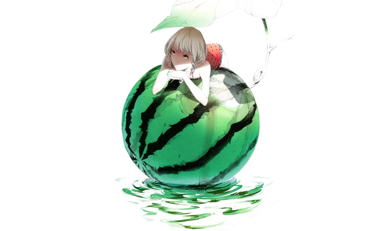 Art, арбуз, sawasawa, девушка, минимализм