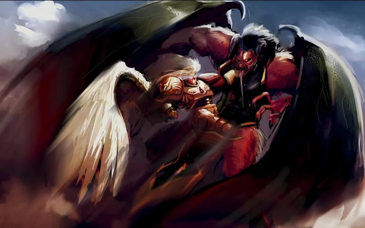 примарх, сангвиниус, bloodthirster, демон, Warhammer 40k, схватка