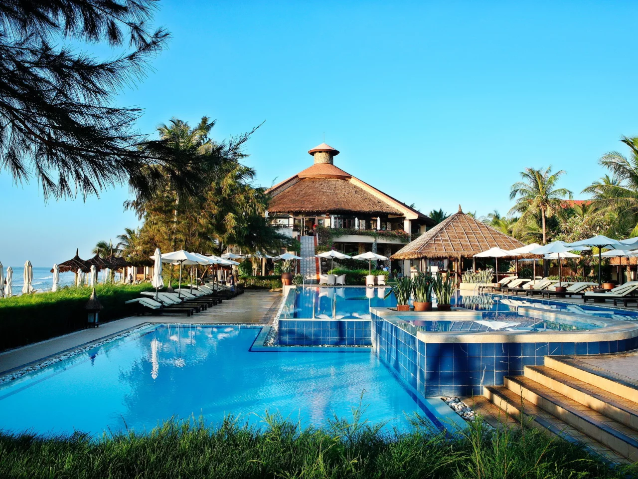 дом, pool, пальмы, Interior, море, бассейн, архитектура