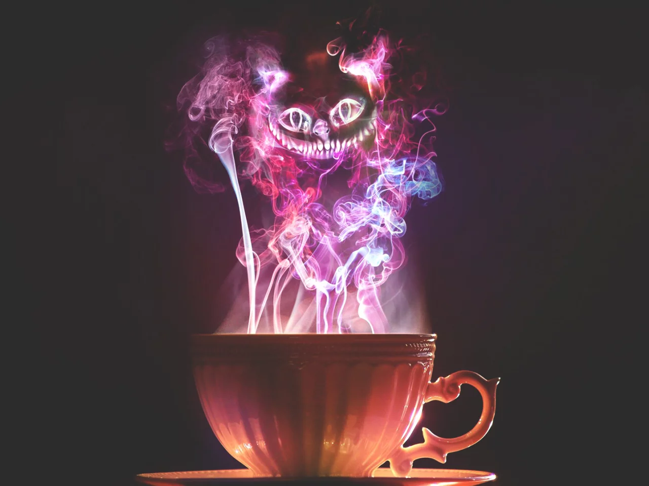 чашка, кот, cat, Cup, cheshire, дым, чеширский