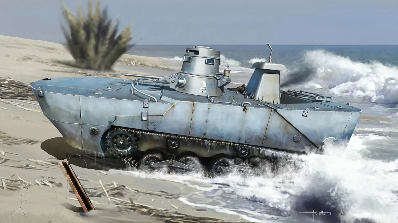 танк, японский, плавающий, type 2, амфибия, ка-ми, Арт