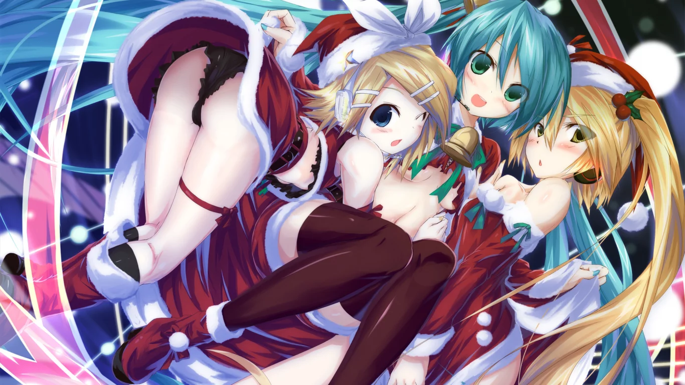 akita neru, Vocaloid, девочки, hatsune miku, костюмы, kagamine rin