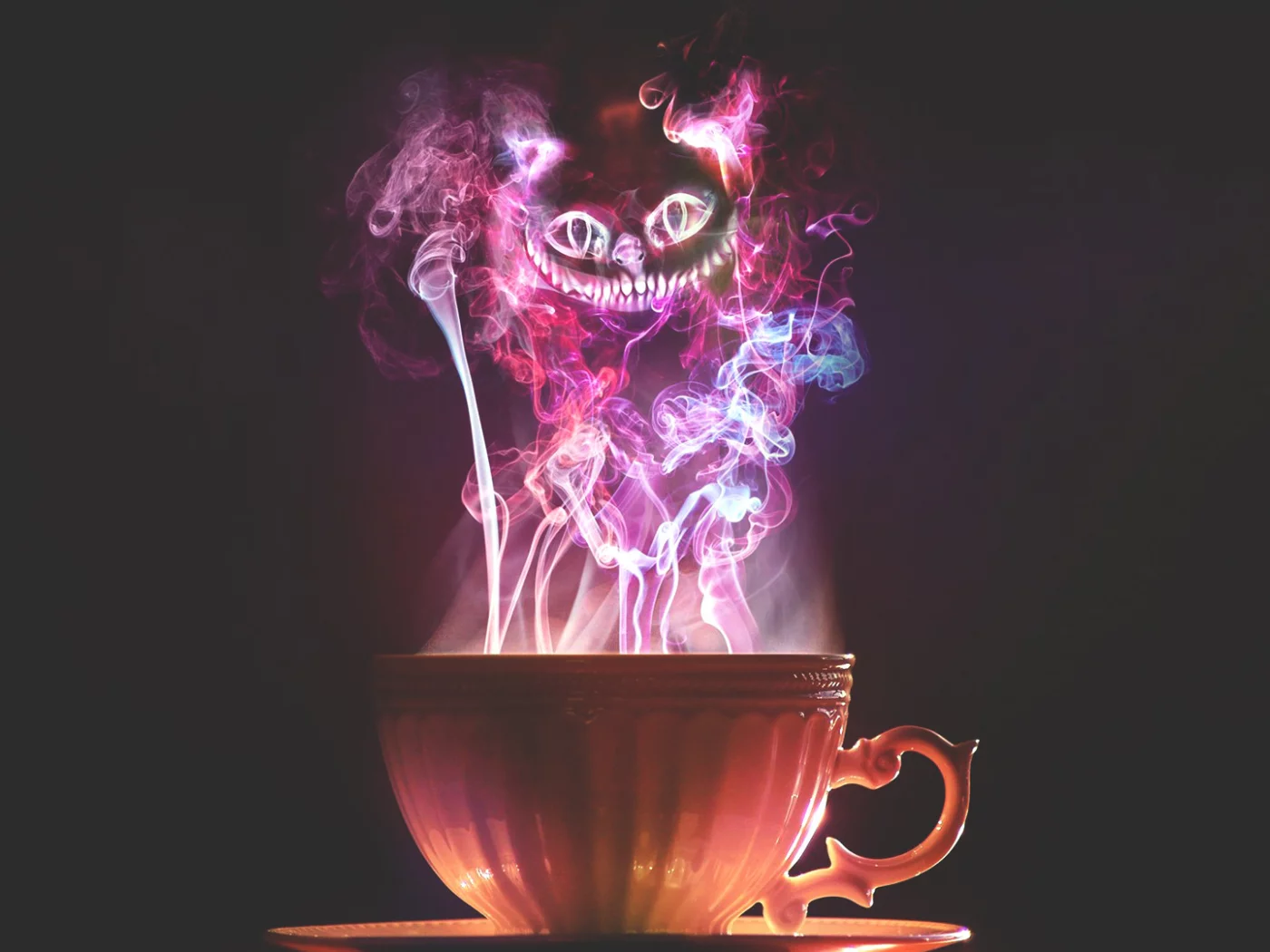 чашка, кот, cat, Cup, cheshire, дым, чеширский