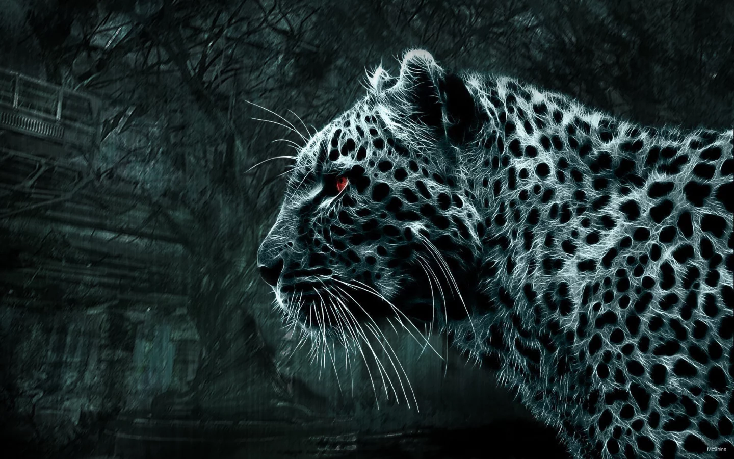 3d, леопард, дикая кошка, смотрит, Картинка