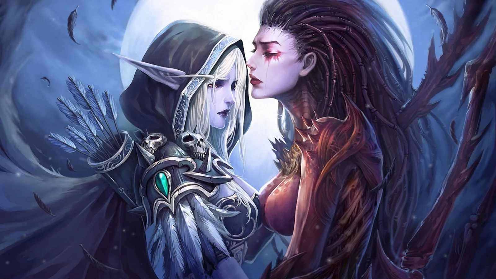 девушки, world of warcraft, nanaly, sarah kerrigan, sylvanas windrunner, Арт, starcraft