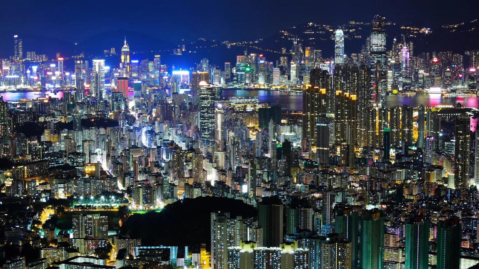 Hong kong, гонконг, азия, ночь, вечер, свет, китай, город